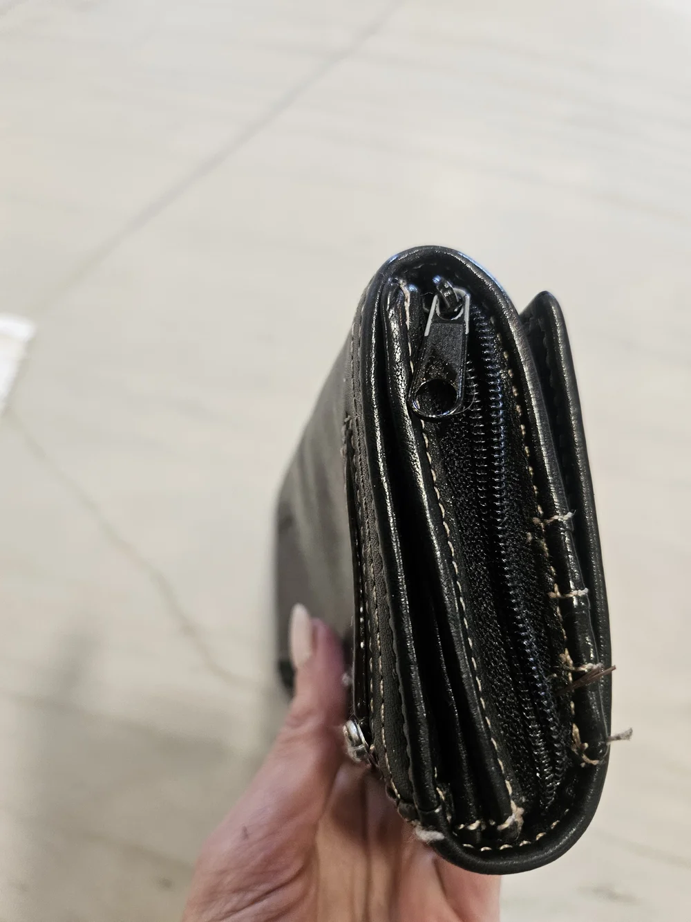 Tignanello Vintage Black Leather Trifold Continental Wallet